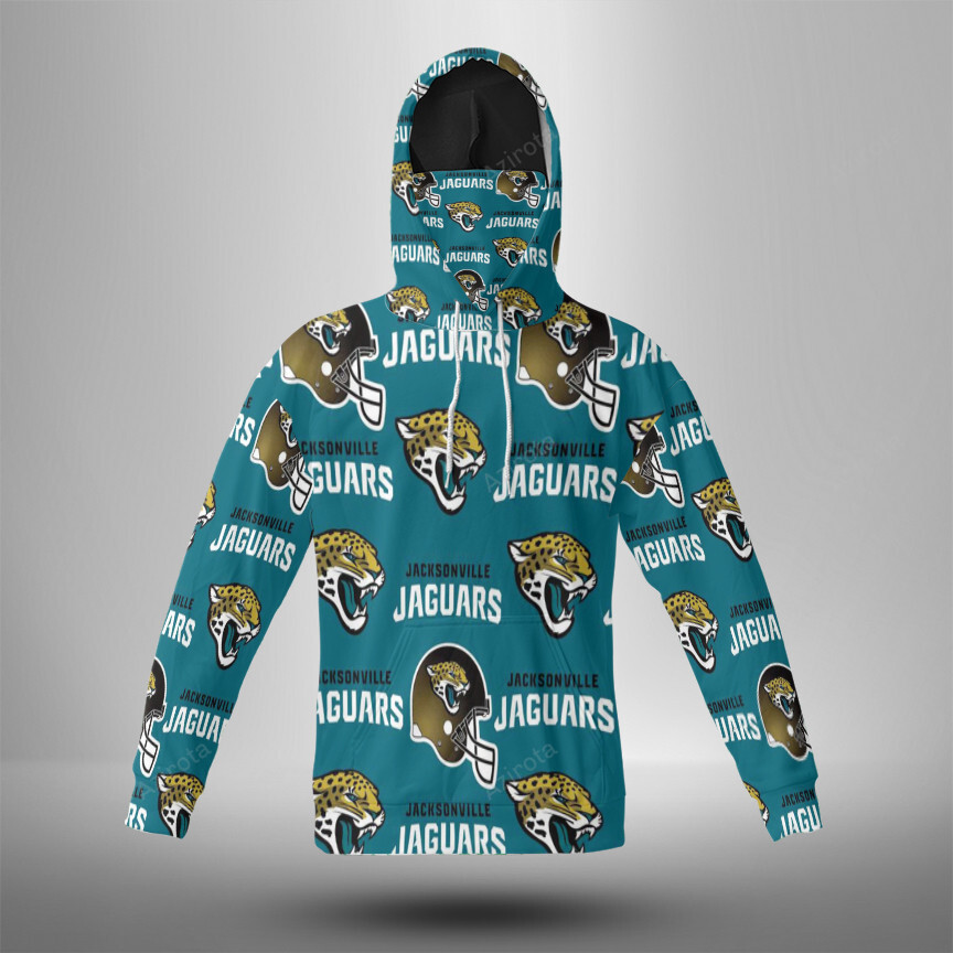 Jacksonville Jaguars Emblem V10 3D Mask With Hoodie For Men And Women Nfl Fans Gear