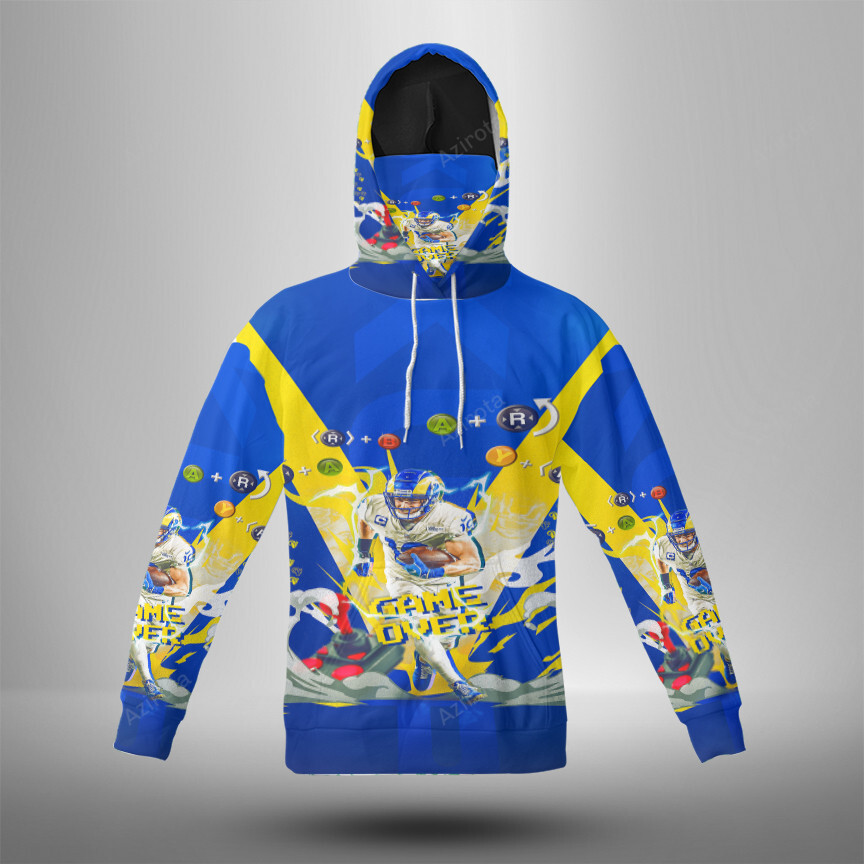Los Angeles Rams Game Over 3D Mask With Hoodie For Men And Women Nfl Fans Gear