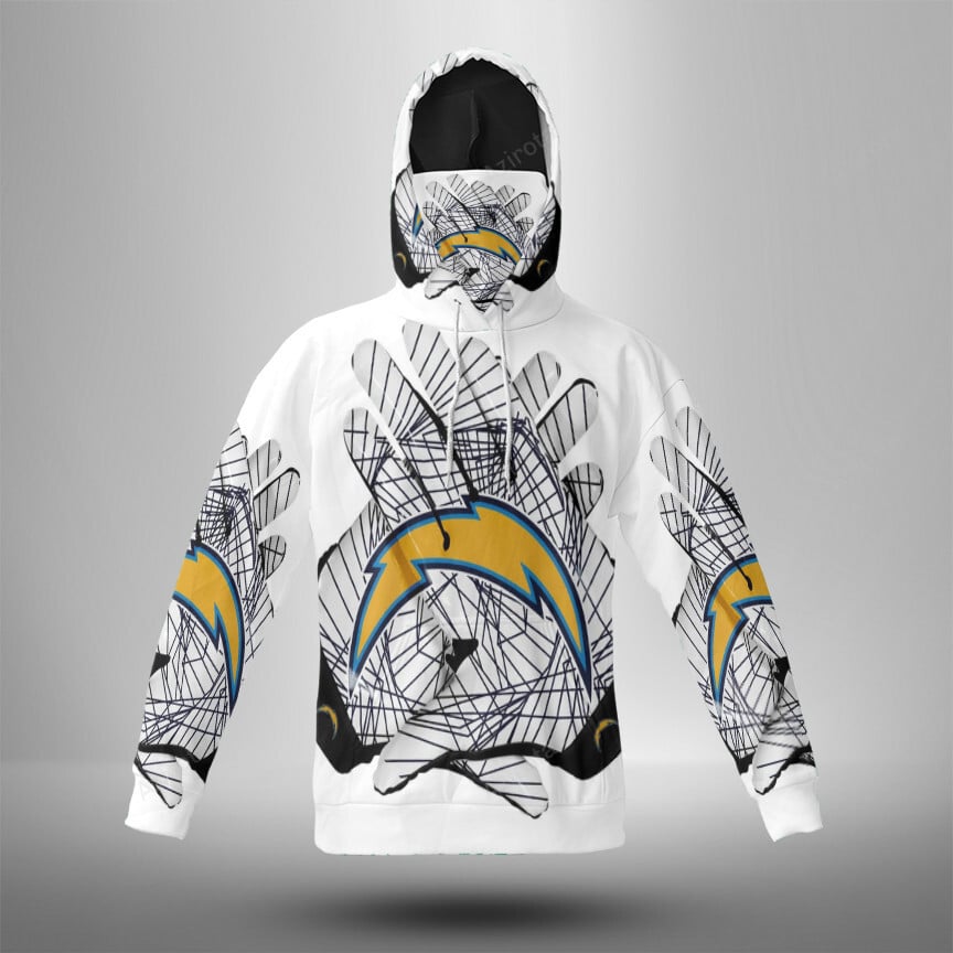Los Angeles Chargers Emblem V41 3D Mask With Hoodie For Men And Women Nfl Fans Gear