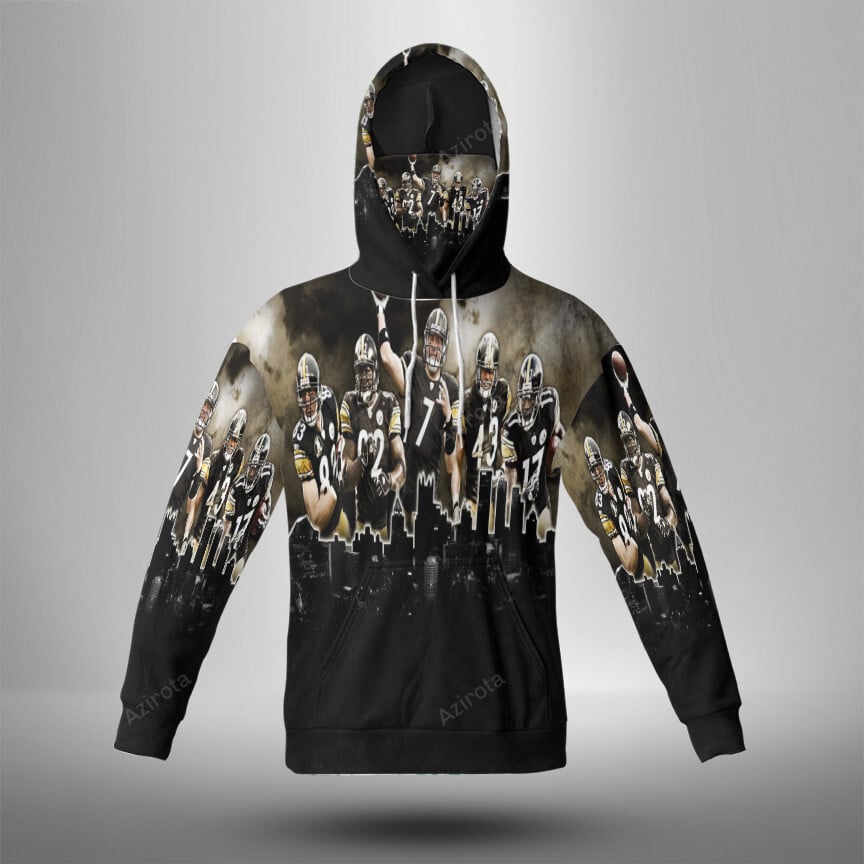 Pittsburgh Steelers Players City 3D Mask With Hoodie For Men And Women Nfl Fans Gear
