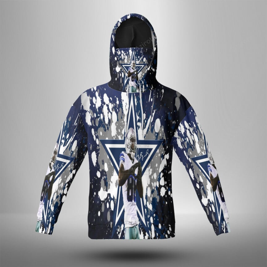 Dallas Cowboys Player Painting Star 3D Mask With Hoodie For Men And Women Nfl Fans Gear