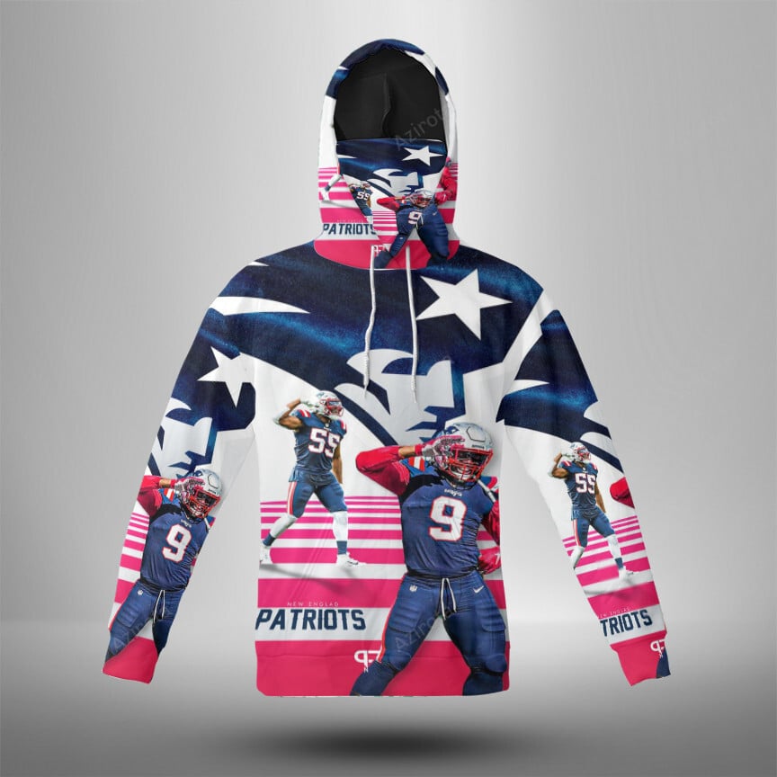 New England Patriots All Players1 3D Mask With Hoodie For Men And Women Nfl Fans Gear