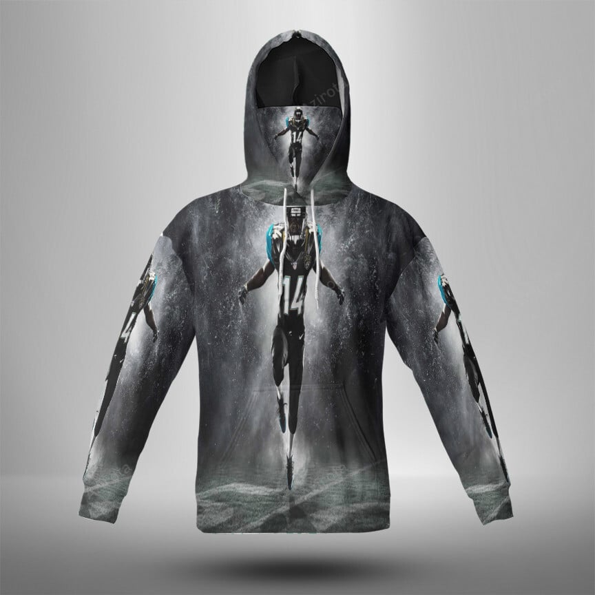 Jacksonville Jaguars Player No14 3D Mask With Hoodie For Men And Women Nfl Fans Gear