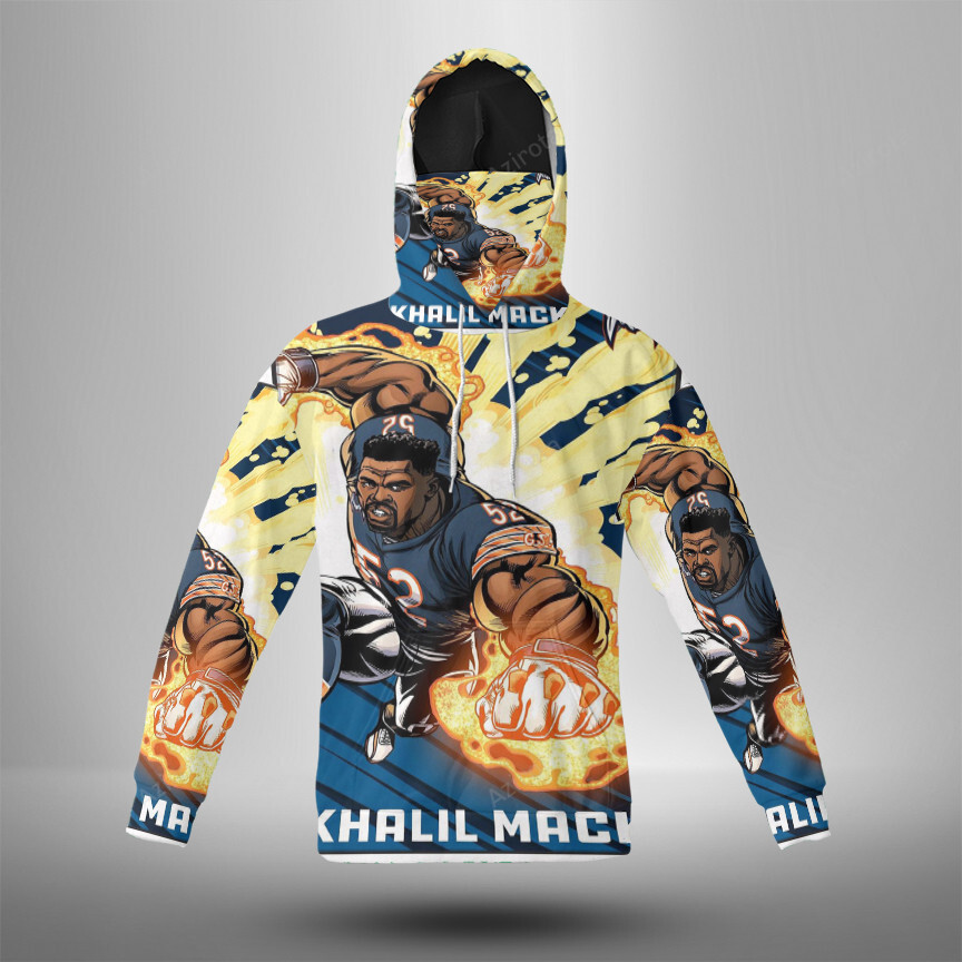 Chicago Bears Khalil Mack1 3D Mask With Hoodie For Men And Women Nfl Fans Gear