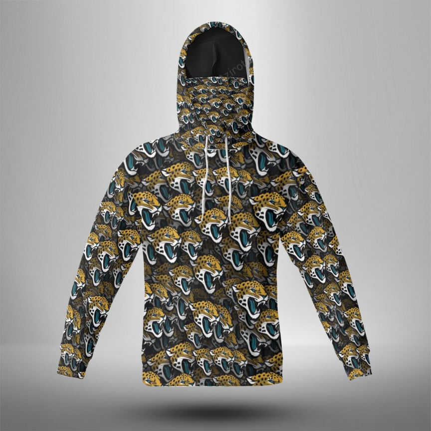 Jacksonville Jaguars Emblem V12 3D Mask With Hoodie For Men And Women Nfl Fans Gear