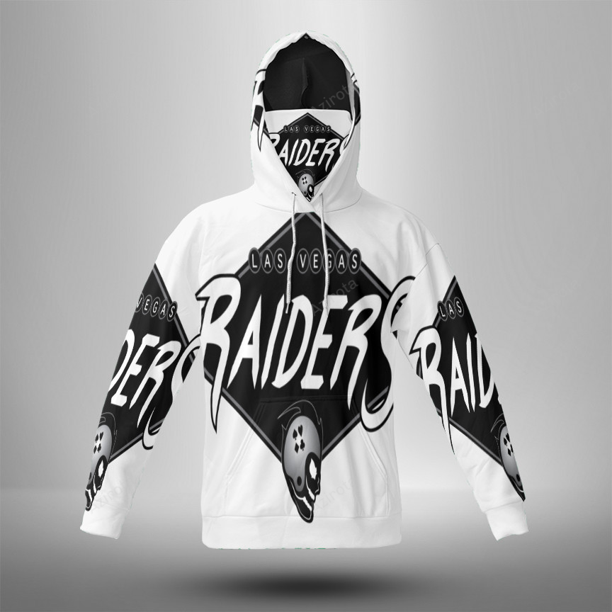 Las Vegas Raiders Logo Art1 3D Mask With Hoodie For Men And Women Nfl Fans Gear