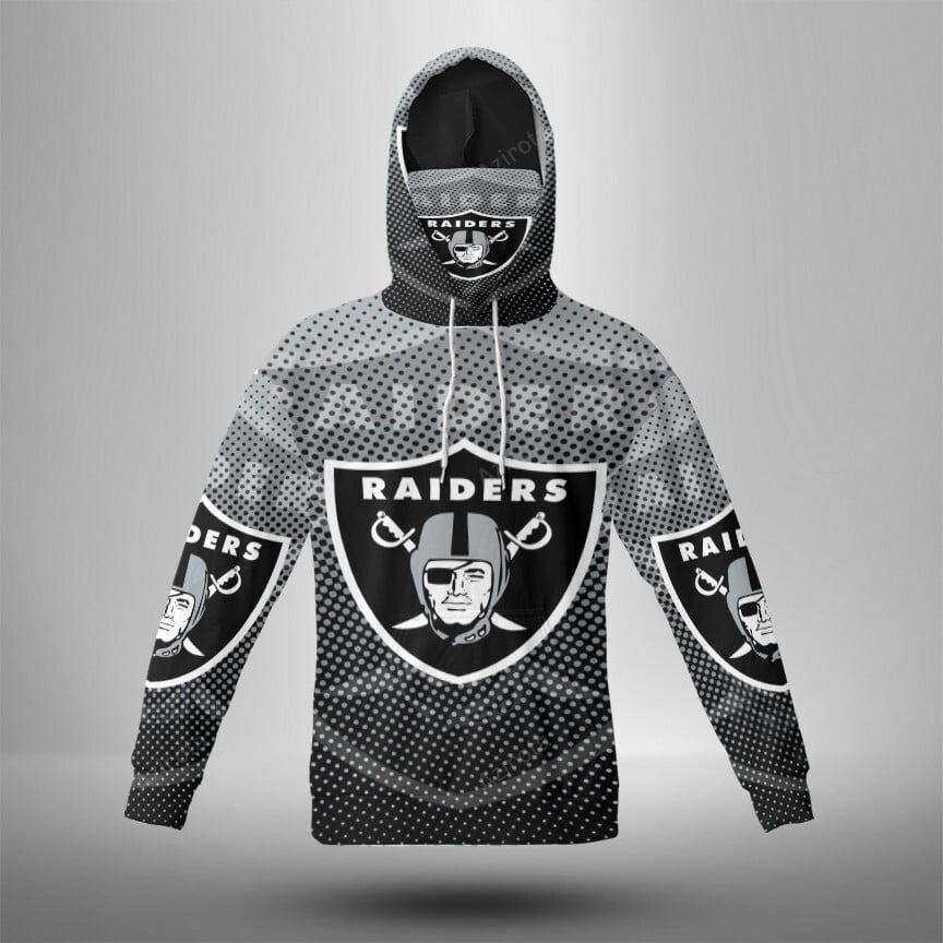 Las Vegas Raiders Logo Art10 3D Mask With Hoodie For Men And Women Nfl Fans Gear