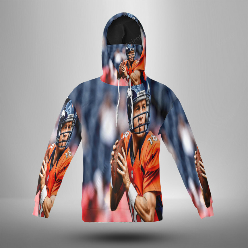 Denver Broncos 18 Peyton Manning V49 3D Mask With Hoodie For Men And Women Nfl Fans Gear