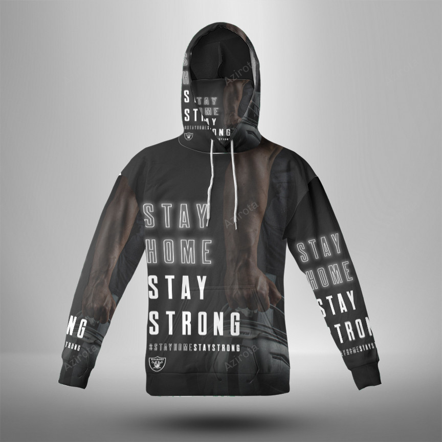 Las Vegas Raiders Stay Strong 3D Mask With Hoodie For Men And Women Nfl Fans Gear