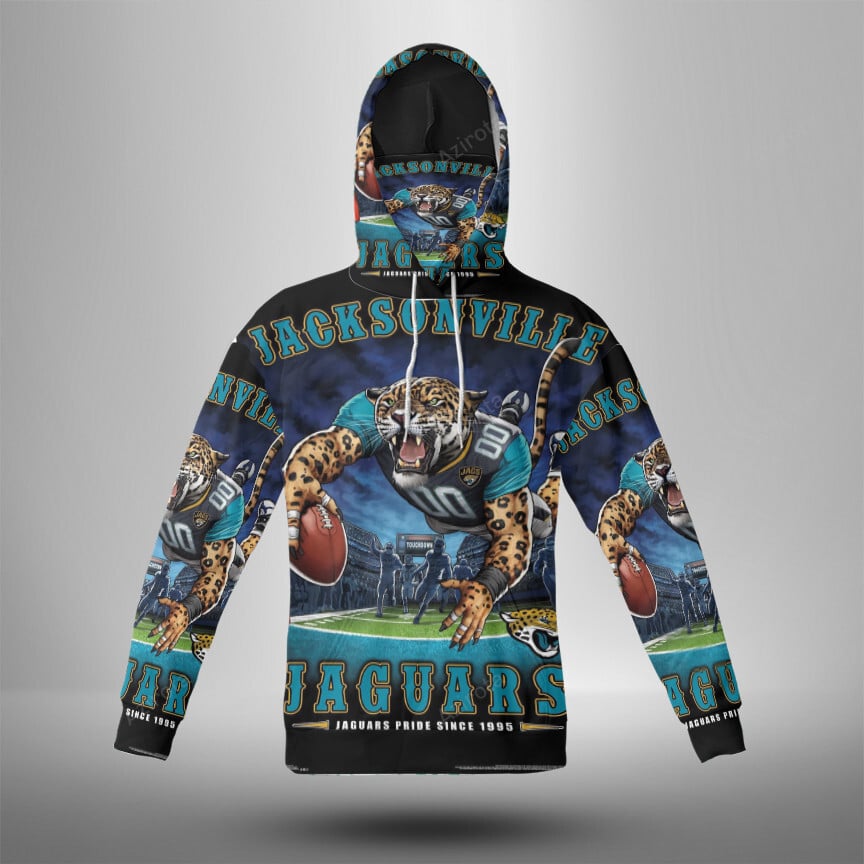 Jacksonville Jaguars Mascot V2 3D Mask With Hoodie For Men And Women Nfl Fans Gear