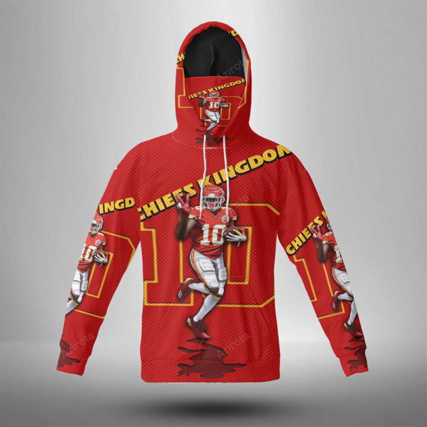 Kansas City Chiefs Tyreek Hill 10 V3 3D Mask With Hoodie For Men And Women Nfl Fans Gear