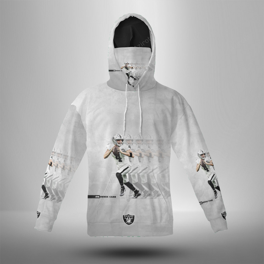 Las Vegas Raiders Derek Carr 4 V3 3D Mask With Hoodie For Men And Women Nfl Fans Gear