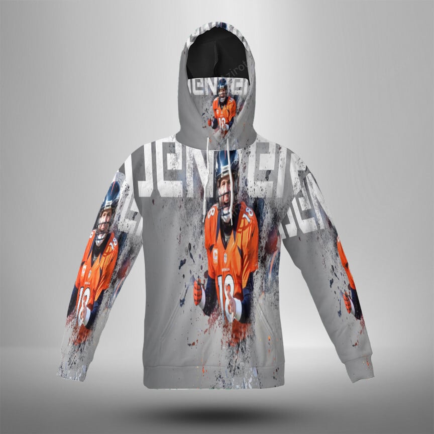 Denver Broncos 18 Peyton Manning V46 3D Mask With Hoodie For Men And Women Nfl Fans Gear