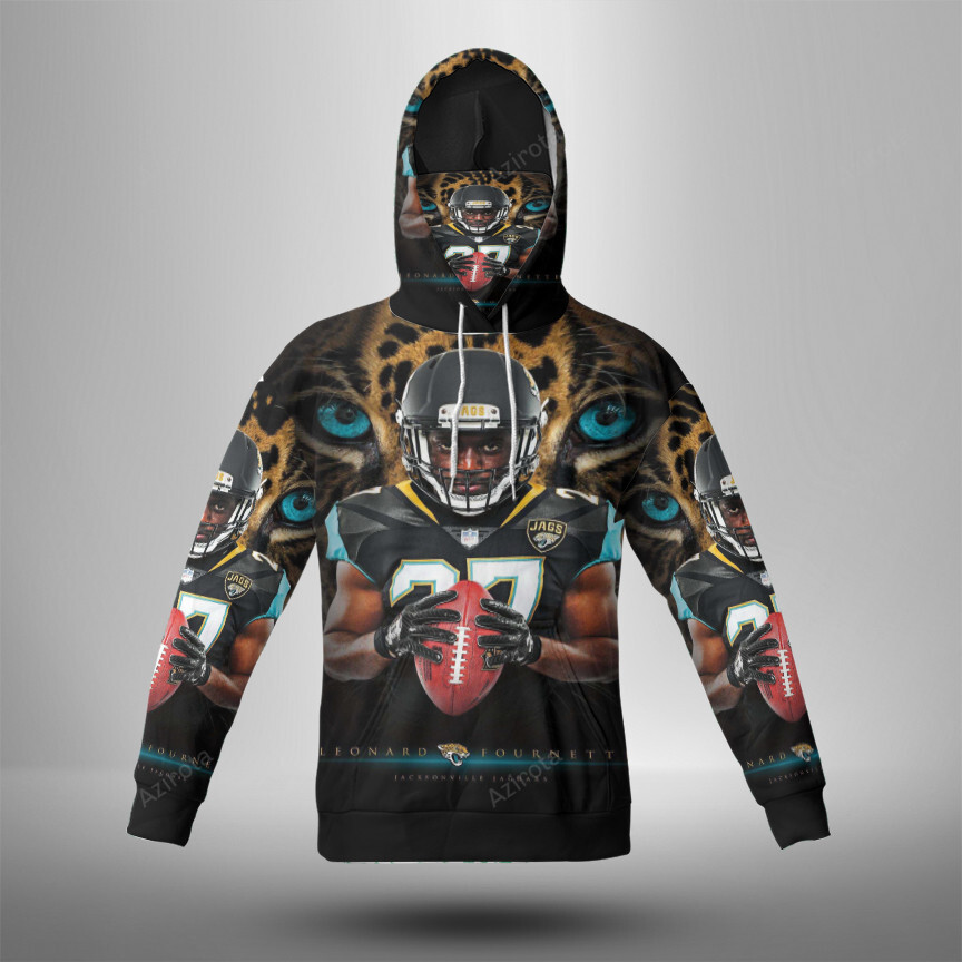 Jacksonville Jaguars Leonard Fournette 3D Mask With Hoodie For Men And Women Nfl Fans Gear