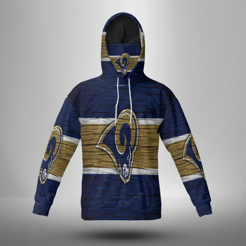 Los Angeles Rams Yellow White Line Wood 3D Mask With Hoodie For Men And Women Nfl Fans Gear