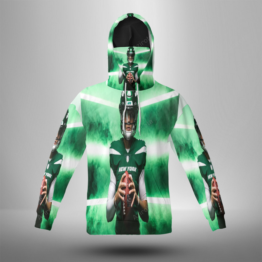 New York Jets 02 Zach Wilson V48 3D Mask With Hoodie For Men And Women Nfl Fans Gear