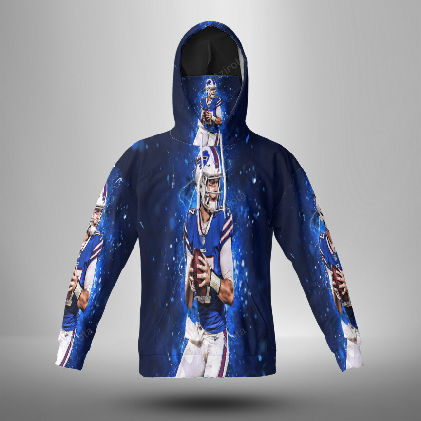 Buffalo Bills 17 Josh Allen V2 3D Mask With Hoodie For Men And Women Nfl Fans Gear