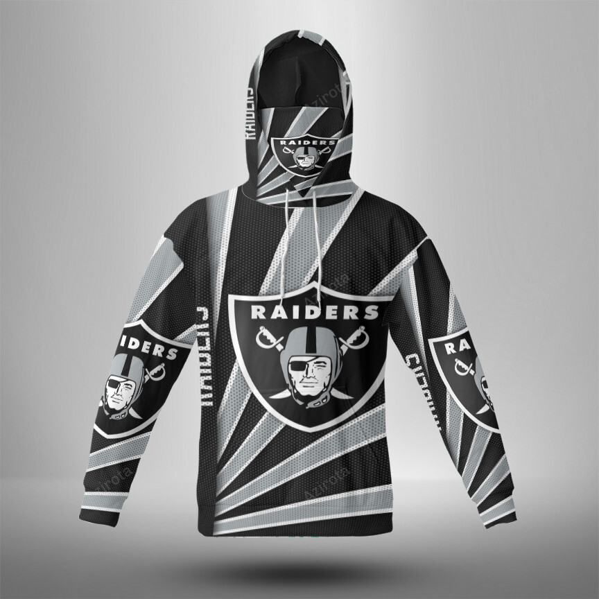 Las Vegas Raiders Logo Art11 3D Mask With Hoodie For Men And Women Nfl Fans Gear