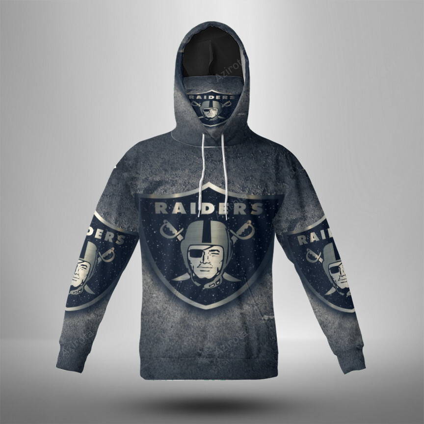 Las Vegas Raiders Logo On The Wall 3D Mask With Hoodie For Men And Women Nfl Fans Gear