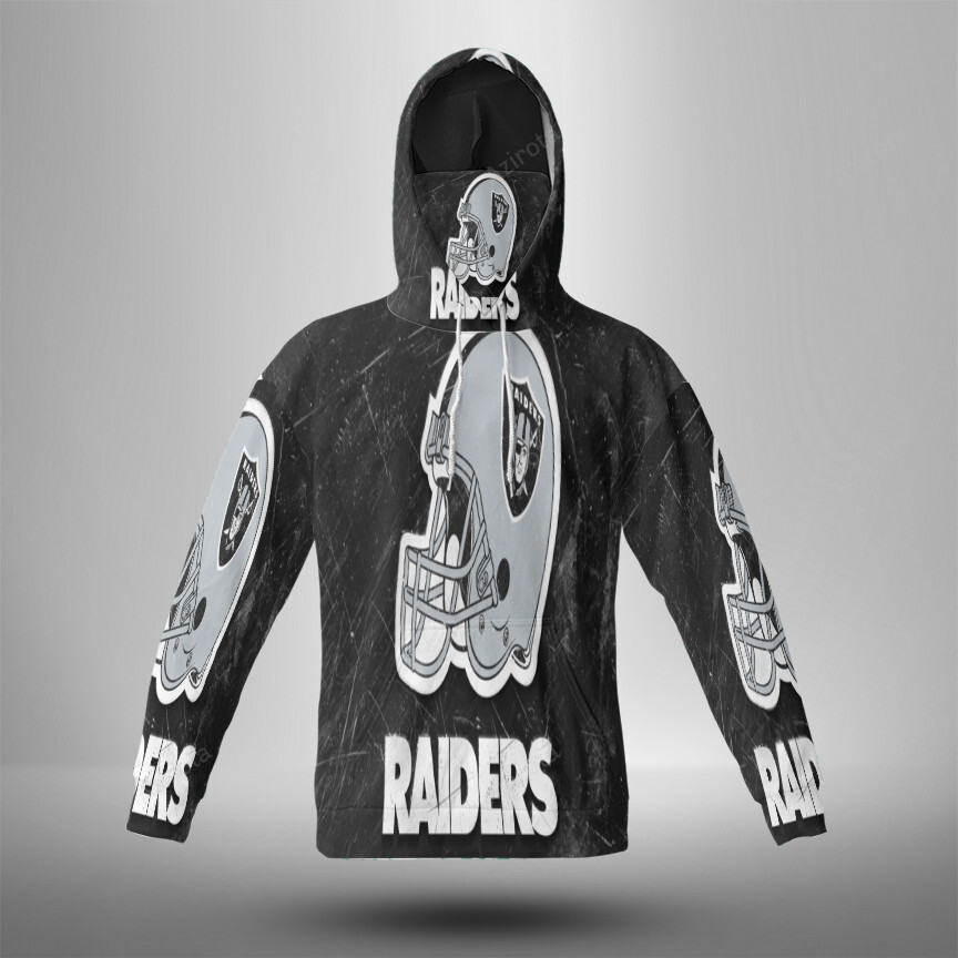 Las Vegas Raiders Helmet Metal 3D Mask With Hoodie For Men And Women Nfl Fans Gear