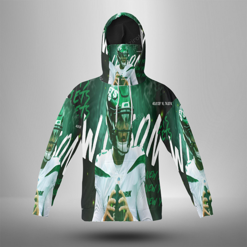New York Jets 02 Zach Wilson V49 3D Mask With Hoodie For Men And Women Nfl Fans Gear