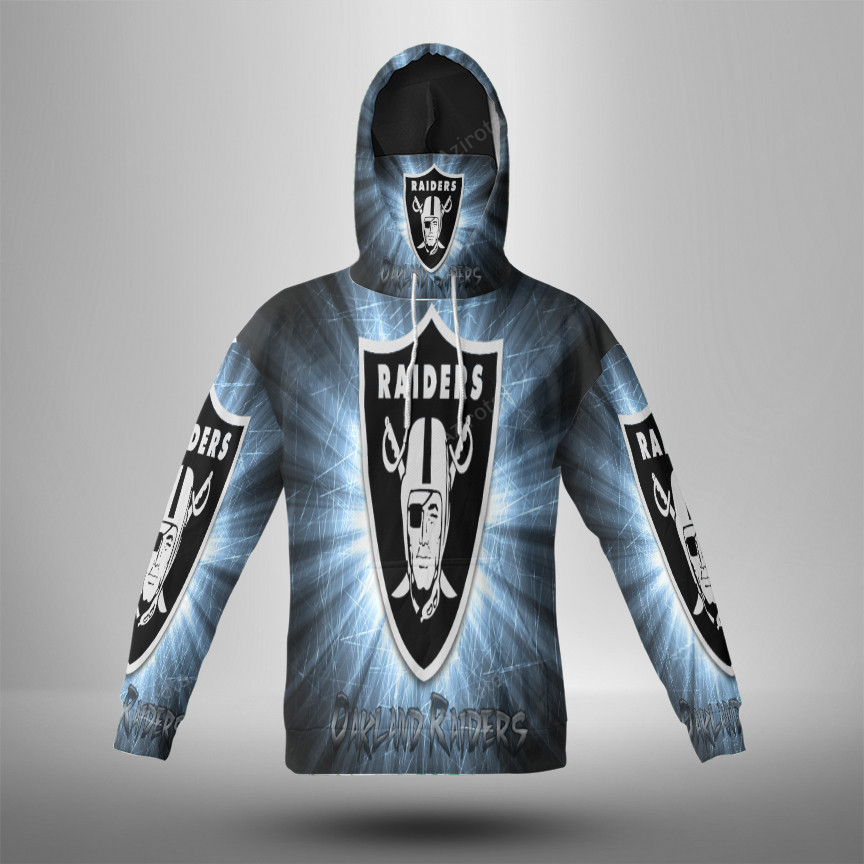 Las Vegas Raiders Logo Art17 3D Mask With Hoodie For Men And Women Nfl Fans Gear