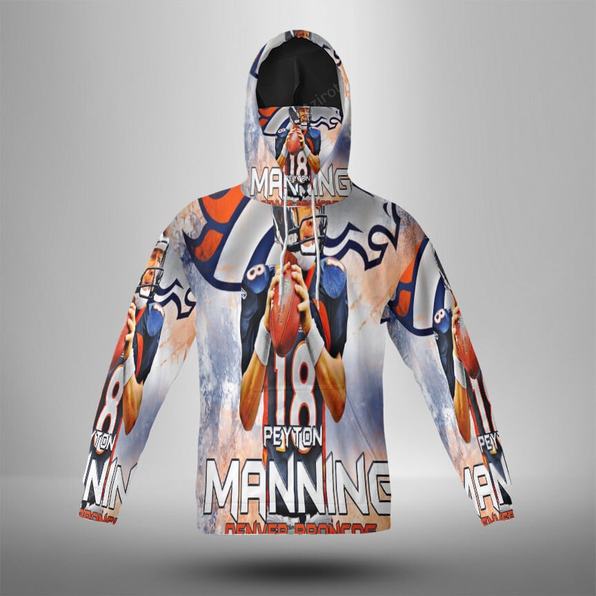 Denver Broncos 18 Peyton Manning V48 3D Mask With Hoodie For Men And Women Nfl Fans Gear
