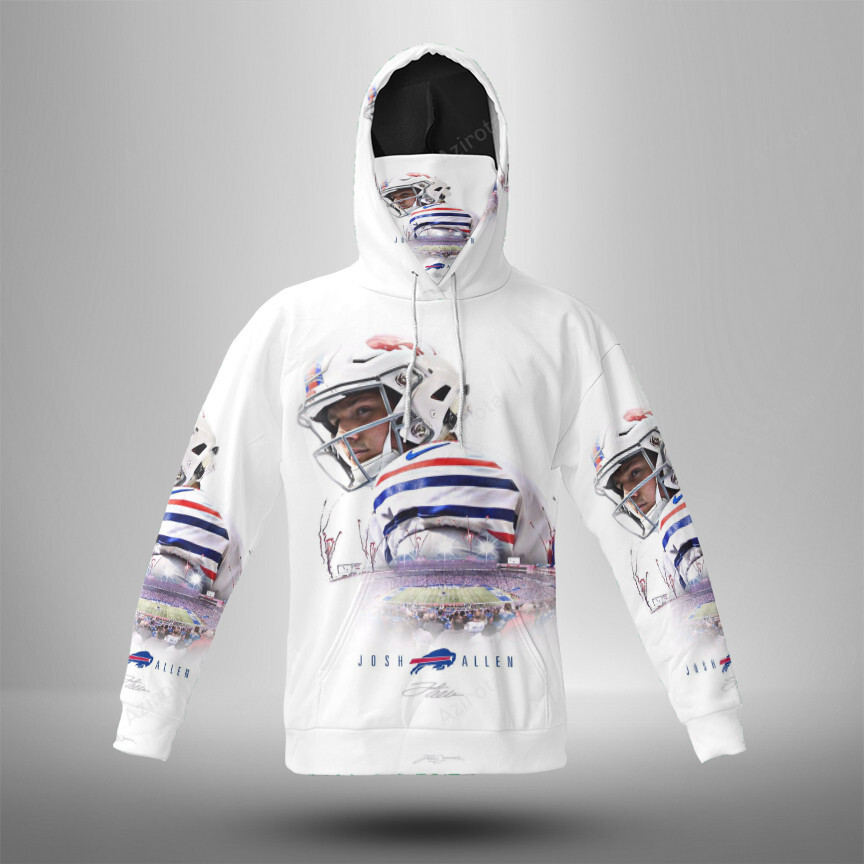Buffalo Bills 17 Josh Allen V1 3D Mask With Hoodie For Men And Women Nfl Fans Gear