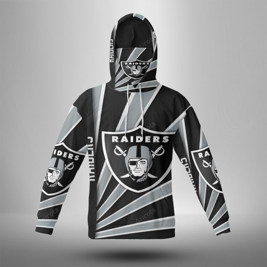 Las Vegas Raiders Logo Art11 3D Mask With Hoodie For Men And Women Nfl Fans Gear