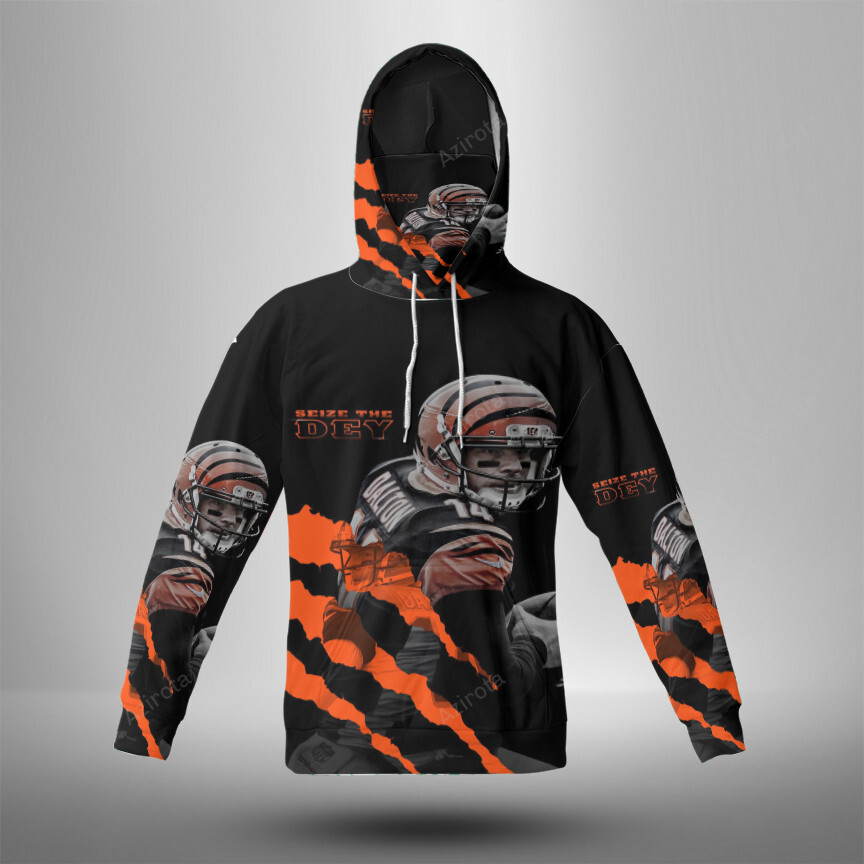 Cincinnati Bengals Player Seize The Dey 3D Mask With Hoodie For Men And Women Nfl Fans Gear