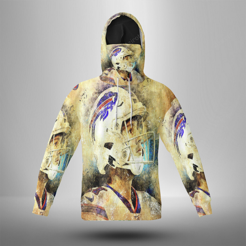 Buffalo Bills Josh Allen V16 3D Mask With Hoodie For Men And Women Nfl Fans Gear