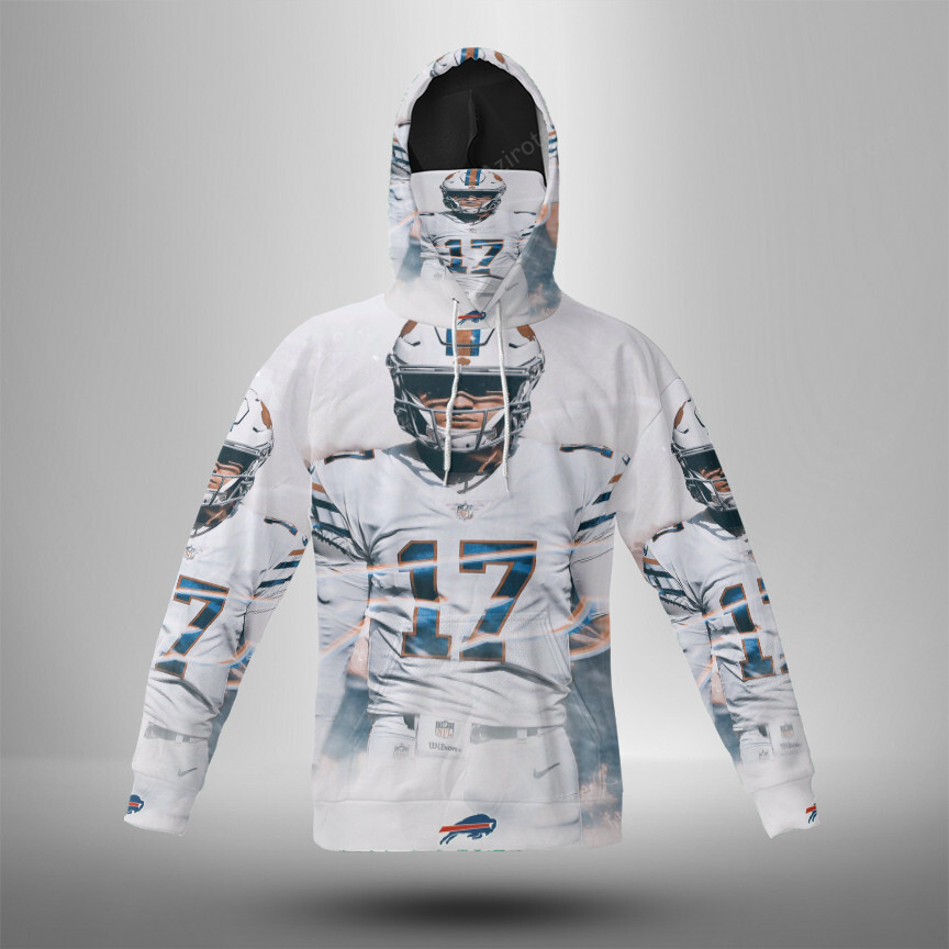 Buffalo Bills 17 Josh Allen V5 3D Mask With Hoodie For Men And Women Nfl Fans Gear