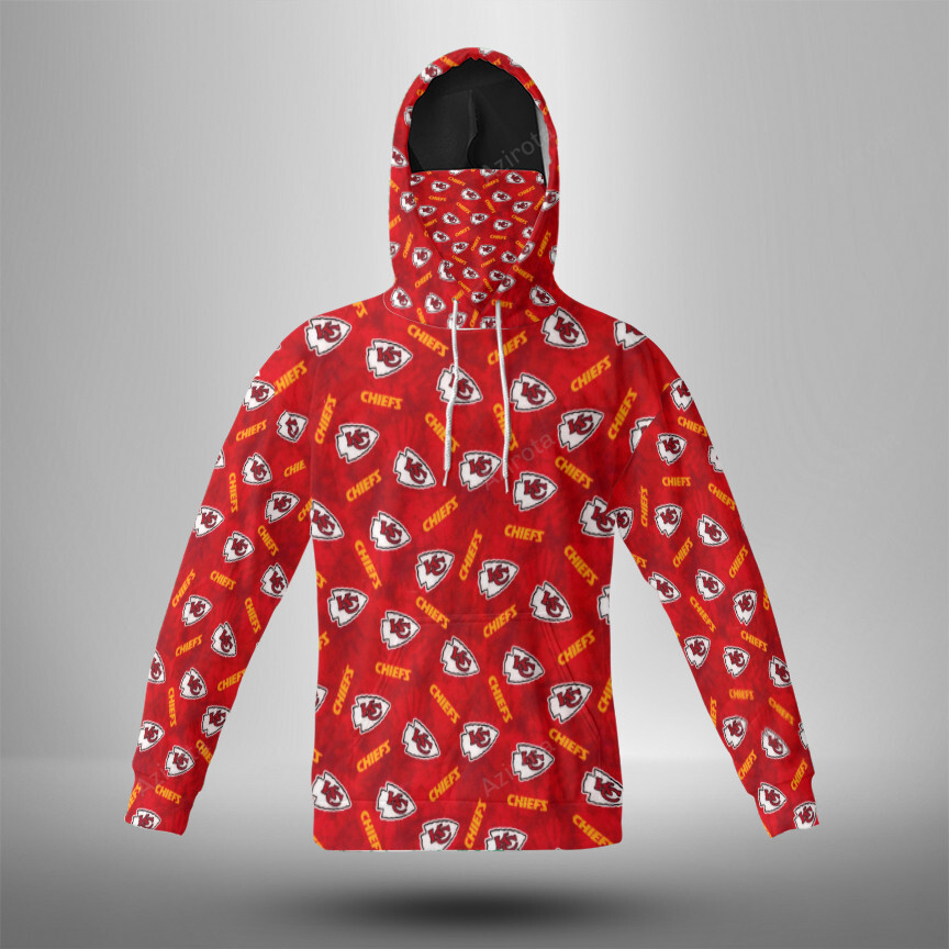 Kansas City Chiefs Emblem V11 3D Mask With Hoodie For Men And Women Nfl Fans Gear