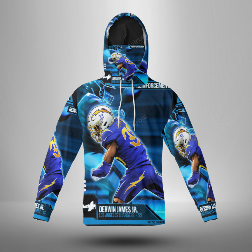 Los Angeles Chargers 33 Derwin James Jr 3D Mask Hoodie For Men And Women Nfl Fans Gear