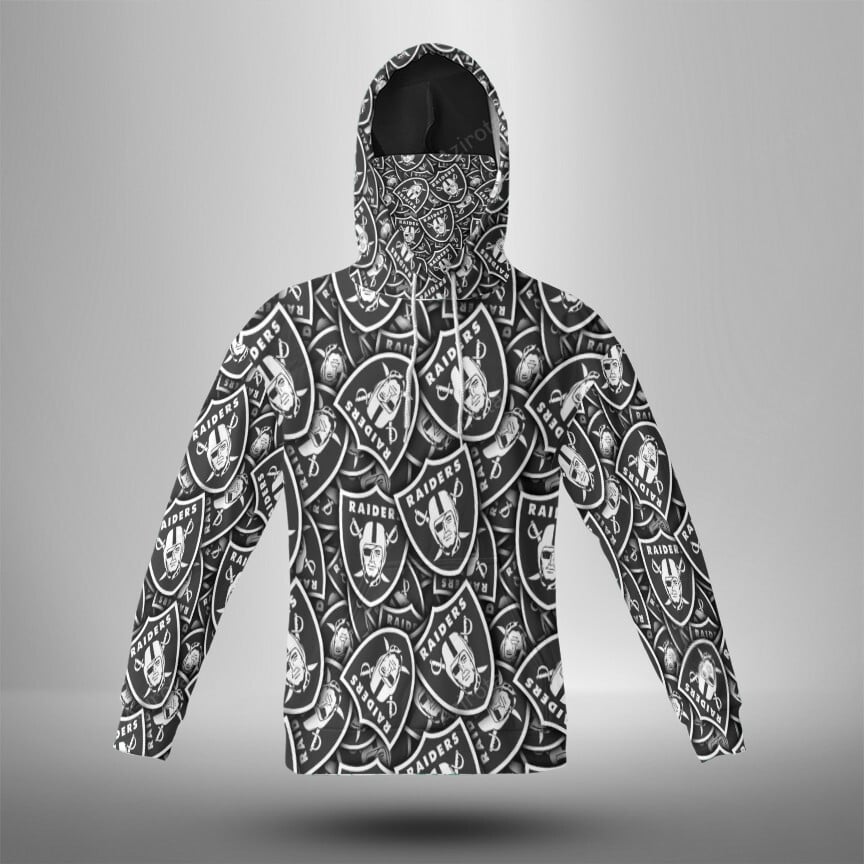 Las Vegas Raiders Logo Pattern10 3D Mask Hoodie For Men And Women Nfl Fans Gear