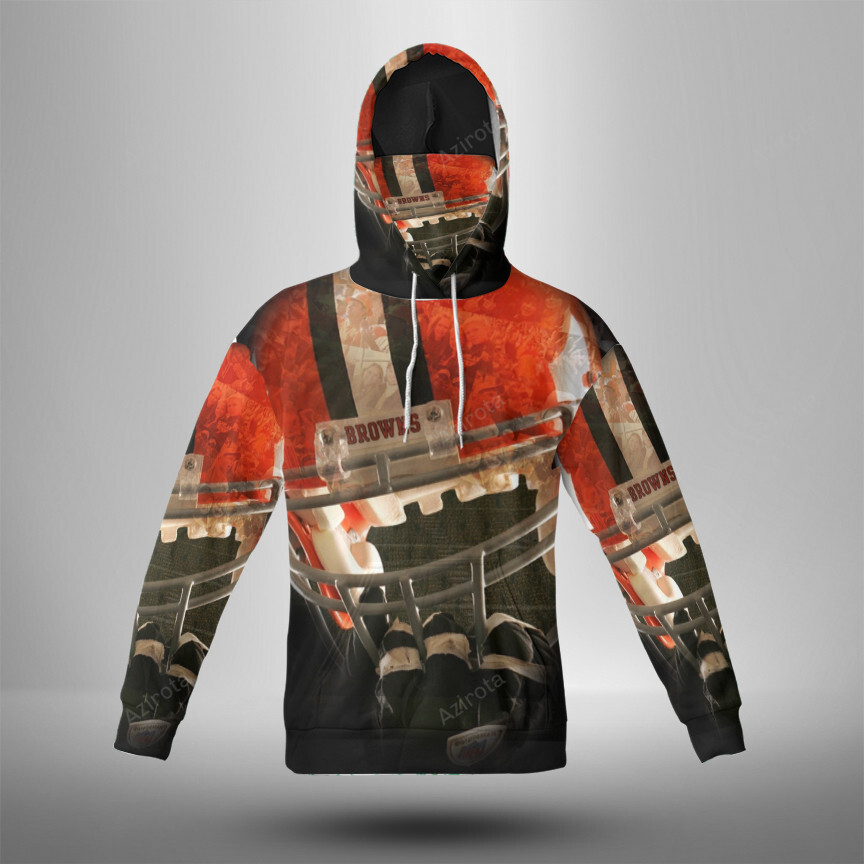 Cleveland Browns Helmet With Fans Of The World 3D Mask Hoodie For Men And Women Nfl Fans Gear