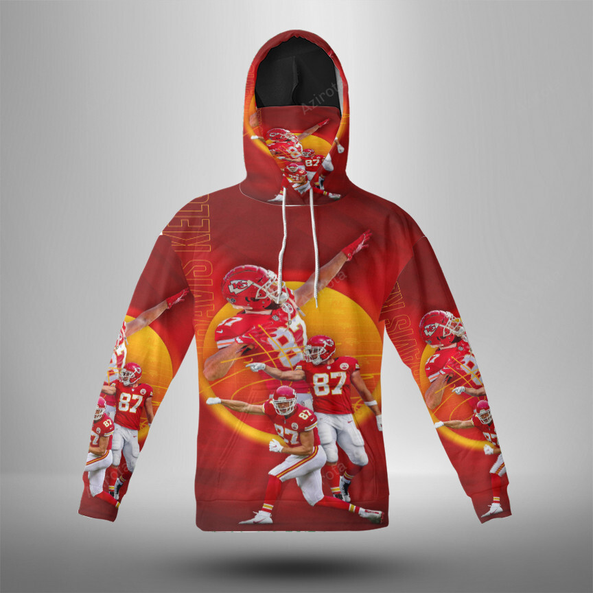 Kansas City Chiefs Travis Kelce 87 3D Mask Hoodie For Men And Women Nfl Fans Gear