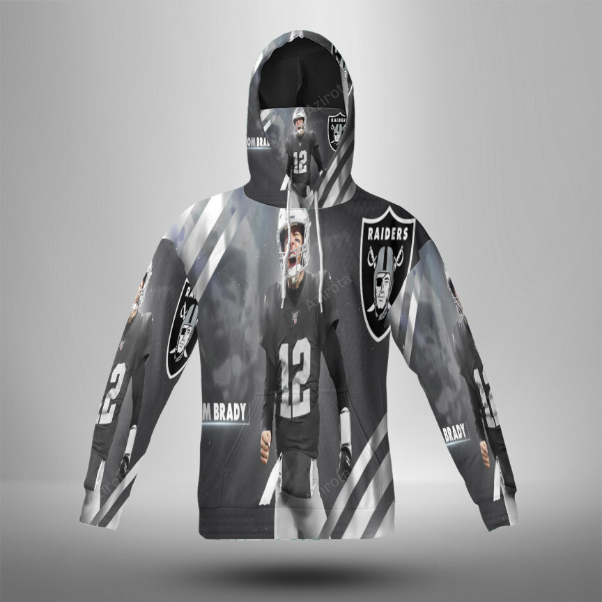Las Vegas Raiders Tom Brady 12 V4 3D Mask Hoodie For Men And Women Nfl Fans Gear