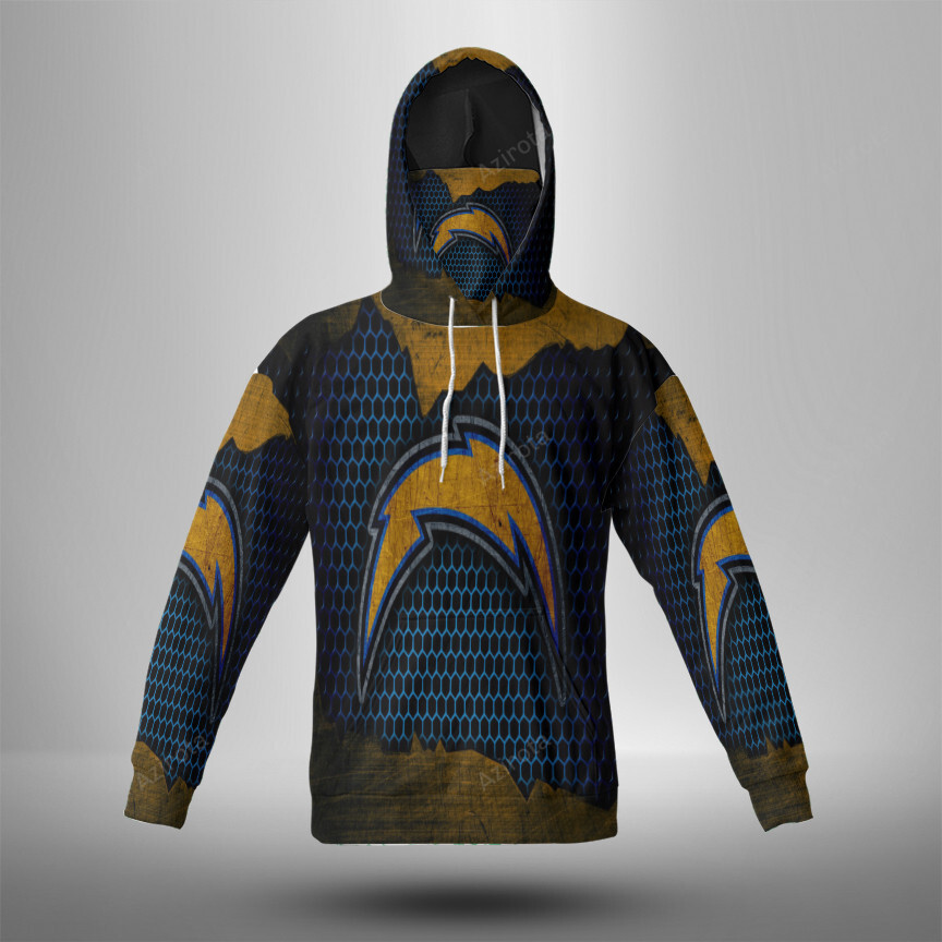 Los Angeles Chargers Emblem V16 3D Mask Hoodie For Men And Women Nfl Fans Gear