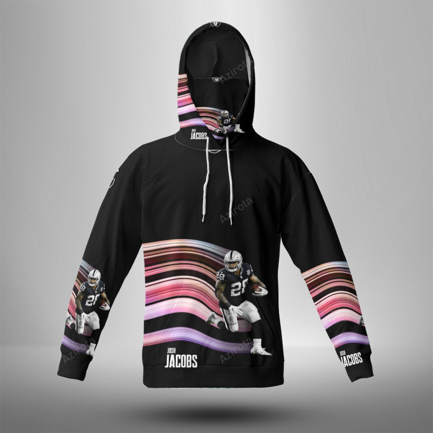Las Vegas Raiders Josh Jacobs 28 V4 3D Mask Hoodie Fan Gear For Men And Women
