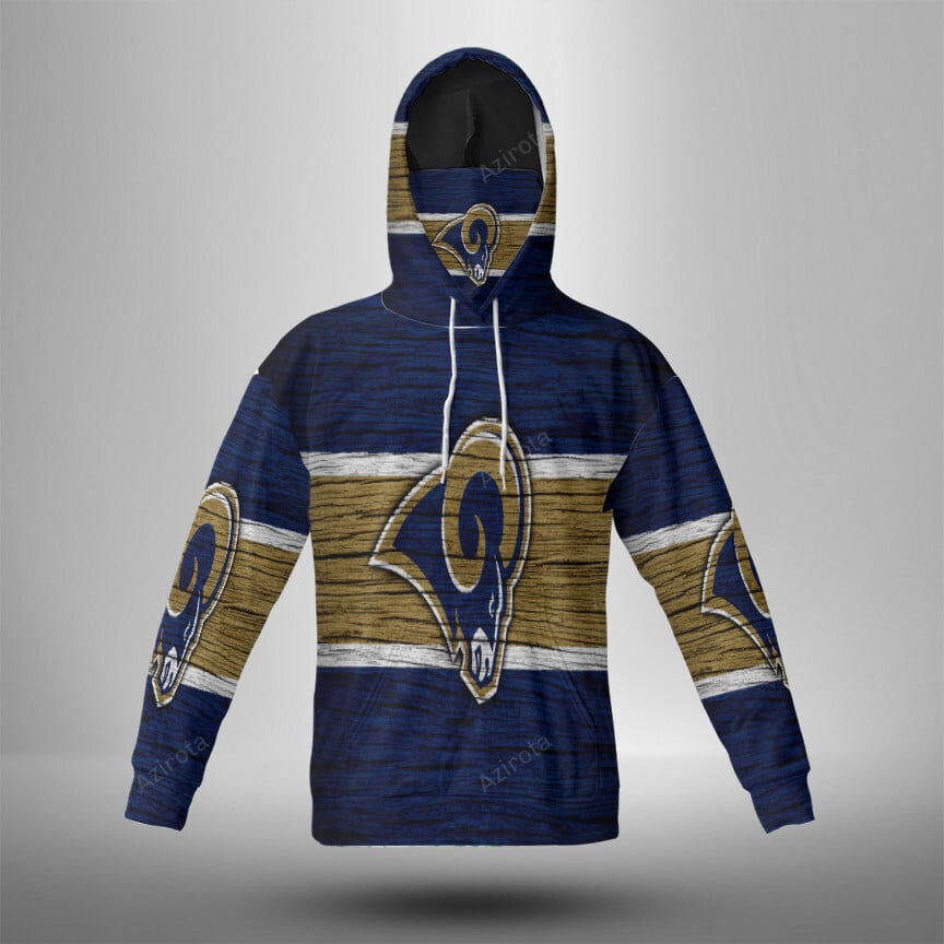 Los Angeles Rams Yellow White Line Wood 3D Mask Hoodie Fan Gear For Men And Women
