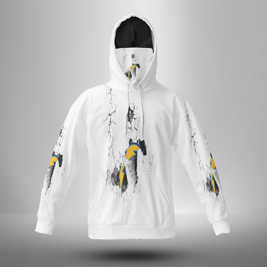 Los Angeles Chargers Emblem Crack The Wall V26 3D Mask Hoodie For Men And Women Nfl Fans Gear