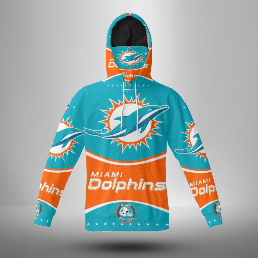 Miami Dolphins Football Logo 3D Mask Hoodie For Men And Women Nfl Fans Gear