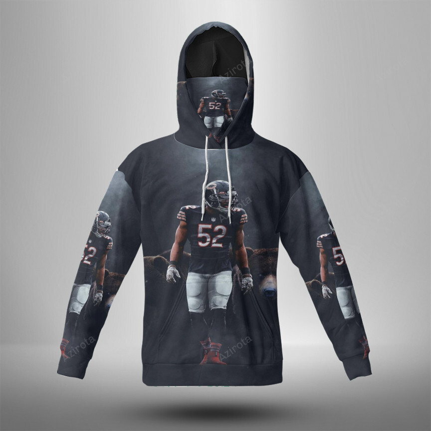 Chicago Bears Khalil Mack 3D Mask Hoodie For Men And Women Nfl Fans Gear