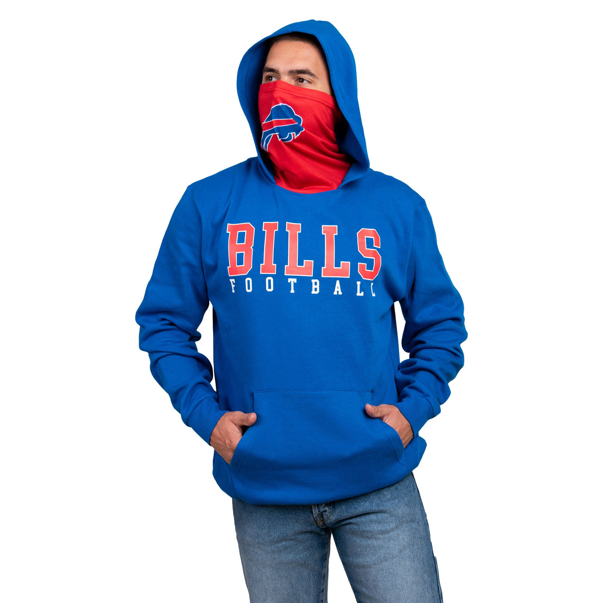 Buffalo Bills Nfl Mens Solid Gaiter Hoodie For Football Gear Fans