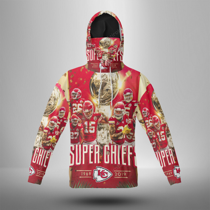 Kansas City Chiefs Team V6 3D Mask Hoodie For Men And Women Nfl Fans Gear