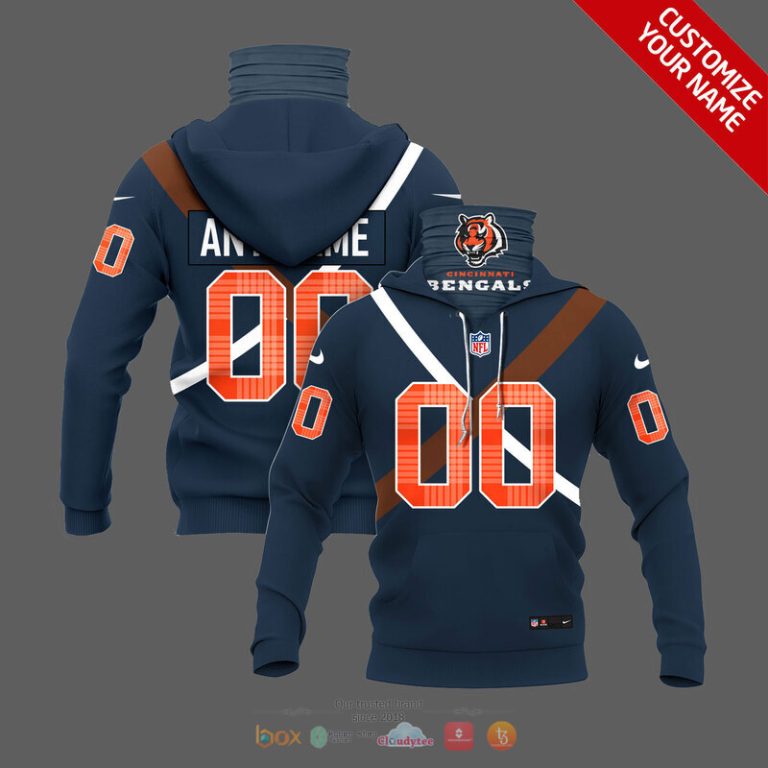 Nfl Cincinnati Bengals Nike 3D Mask Hoodie Custom Name Fan Apparel For Men And Women Navy 