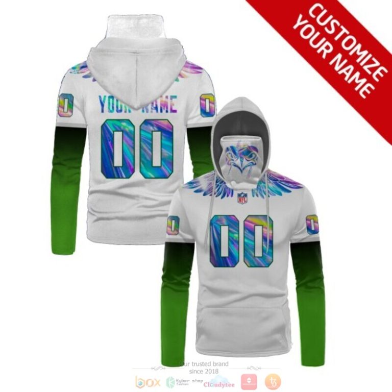 Nfl Seattle Seahawks White Green Custom Mask Hoodie Unique Game Day Fan Apparel