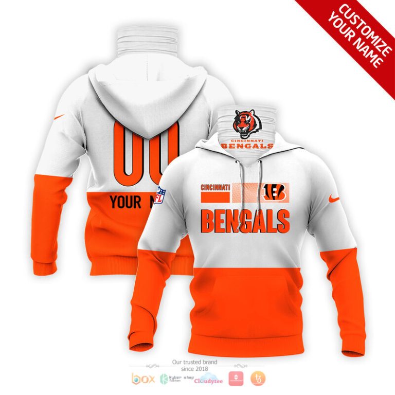 Nfl Cincinnati Bengals Nike 3D Mask Hoodie Custom Name Fan Apparel For Men And Women Orange 