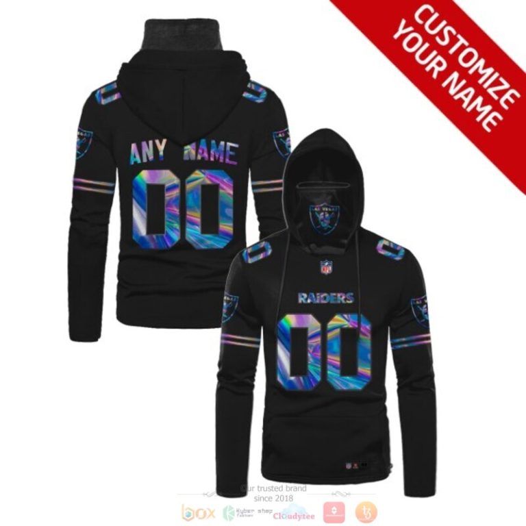 Las Vegas Raiders Black Hologram Nfl Custom Mask Hoodie Unique Game Day Fan Apparel